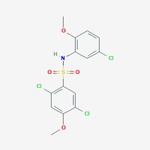molecular formula C14H12Cl3NO4S B2452341 2,5-dichloro-N-(5-chloro-2-methoxyphenyl)-4-methoxybenzene-1-sulfonamide CAS No. 2249043-52-3