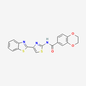 N-[4-(1,3-benzothiazol-2-yl)-1,3-thiazol-2-yl]-2,3-dihydro-1,4-benzodioxine-6-carboxamide