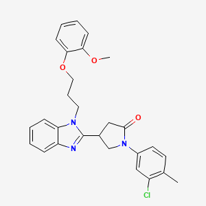 molecular formula C28H28ClN3O3 B2452350 1-(3-chloro-4-methylphenyl)-4-{1-[3-(2-methoxyphenoxy)propyl]-1H-benzimidazol-2-yl}pyrrolidin-2-one CAS No. 847397-42-6