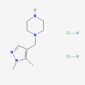 molecular formula C10H20Cl2N4 B2452352 1-[(1,5-二甲基吡唑-4-基)甲基]哌嗪；二盐酸盐 CAS No. 2260937-54-8