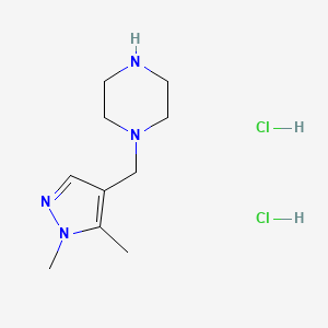 molecular formula C10H20Cl2N4 B2452352 1-[(1,5-Dimetilpirazol-4-il)metil]piperazina; dihidrocloruro CAS No. 2260937-54-8