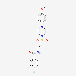 molecular formula C20H24ClN3O4S B2452358 4-chloro-N-(2-((4-(4-methoxyphenyl)piperazin-1-yl)sulfonyl)ethyl)benzamide CAS No. 897610-62-7