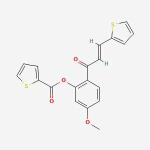 molecular formula C19H14O4S2 B2452359 5-甲氧基-2-[(2E)-3-(噻吩-2-基)丙-2-烯酰]苯基噻吩-2-羧酸酯 CAS No. 433311-55-8