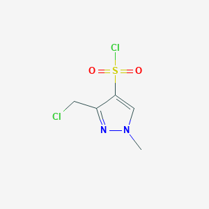 molecular formula C5H6Cl2N2O2S B2452394 3-(Chloromethyl)-1-methylpyrazole-4-sulfonyl chloride CAS No. 2344680-17-5