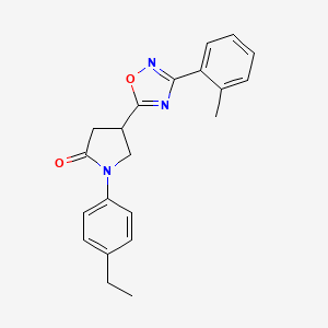 molecular formula C21H21N3O2 B2452396 1-(4-Ethylphenyl)-4-[3-(2-methylphenyl)-1,2,4-oxadiazol-5-yl]-2-pyrrolidinone CAS No. 941892-20-2