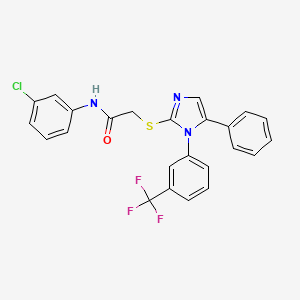 molecular formula C24H17ClF3N3OS B2452397 N-(3-chlorophenyl)-2-((5-phenyl-1-(3-(trifluoromethyl)phenyl)-1H-imidazol-2-yl)thio)acetamide CAS No. 1226447-93-3
