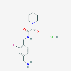 molecular formula C16H23ClFN3O2 B2452404 N-[[4-(Aminomethyl)-2-fluorophenyl]methyl]-2-(4-methylpiperidin-1-yl)-2-oxoacetamide;hydrochloride CAS No. 2418730-43-3