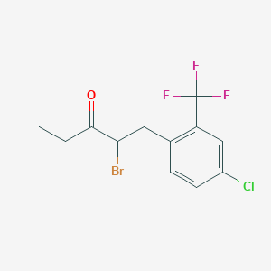 molecular formula C12H11BrClF3O B2452427 2-Bromo-1-[4-chloro-2-(trifluoromethyl)phenyl]pentan-3-one CAS No. 1281742-38-8