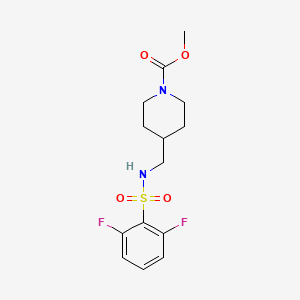molecular formula C14H18F2N2O4S B2452428 4-((2,6-二氟苯磺酰氨基)甲基)哌啶-1-羧酸甲酯 CAS No. 1235048-19-7
