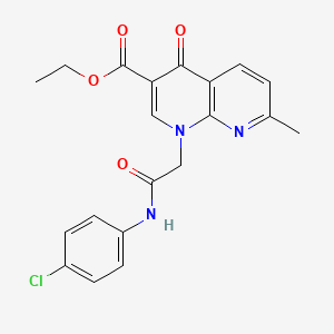 molecular formula C20H18ClN3O4 B2452429 Ethyl 1-(2-((4-chlorophenyl)amino)-2-oxoethyl)-7-methyl-4-oxo-1,4-dihydro-1,8-naphthyridine-3-carboxylate CAS No. 932461-87-5