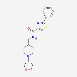 molecular formula C20H25N3O2S B2452430 2-苯基-N-((1-(四氢呋喃-3-基)哌啶-4-基)甲基)噻唑-4-甲酰胺 CAS No. 2034204-33-4