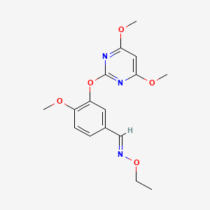 molecular formula C16H19N3O5 B2452434 3-[(4,6-dimethoxy-2-pyrimidinyl)oxy]-4-methoxybenzenecarbaldehyde O-ethyloxime CAS No. 866154-93-0