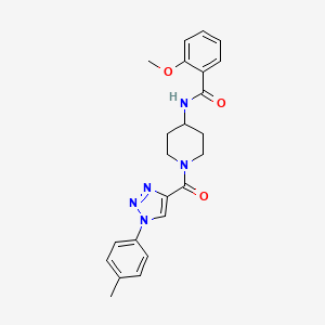 molecular formula C23H25N5O3 B2452439 2-methoxy-N-(1-(1-(p-tolyl)-1H-1,2,3-triazole-4-carbonyl)piperidin-4-yl)benzamide CAS No. 1251590-90-5