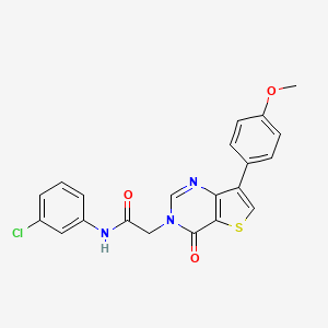 molecular formula C21H16ClN3O3S B2452443 N-(3-氯苯基)-2-[7-(4-甲氧基苯基)-4-氧代噻吩[3,2-d]嘧啶-3(4H)-基]乙酰胺 CAS No. 1206990-44-4
