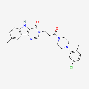 molecular formula C25H26ClN5O2 B2452459 3-(3-(4-(5-chloro-2-methylphenyl)piperazin-1-yl)-3-oxopropyl)-8-methyl-3H-pyrimido[5,4-b]indol-4(5H)-one CAS No. 1105247-98-0