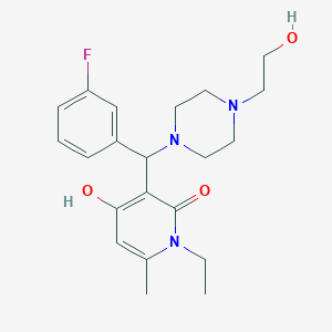 molecular formula C21H28FN3O3 B2452462 1-乙基-3-((3-氟苯基)(4-(2-羟乙基)哌嗪-1-基)甲基)-4-羟基-6-甲基吡啶-2(1H)-酮 CAS No. 897734-68-8
