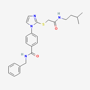 molecular formula C24H28N4O2S B2452463 N-benzyl-4-(2-((2-(isopentylamino)-2-oxoethyl)thio)-1H-imidazol-1-yl)benzamide CAS No. 1207041-14-2