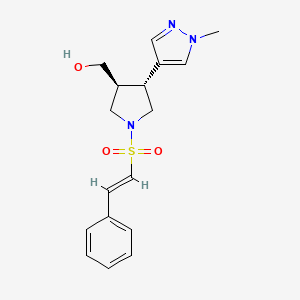 [(3S,4R)-4-(1-Methylpyrazol-4-yl)-1-[(E)-2-phenylethenyl]sulfonylpyrrolidin-3-yl]methanol