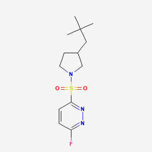 molecular formula C13H20FN3O2S B2452478 3-[3-(2,2-Dimethylpropyl)pyrrolidin-1-yl]sulfonyl-6-fluoropyridazine CAS No. 2249425-53-2