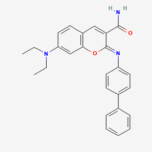 7-(Diethylamino)-2-(4-phenylphenyl)iminochromene-3-carboxamide