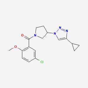 molecular formula C17H19ClN4O2 B2452492 (5-chloro-2-methoxyphenyl)(3-(4-cyclopropyl-1H-1,2,3-triazol-1-yl)pyrrolidin-1-yl)methanone CAS No. 2034553-58-5