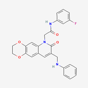 molecular formula C26H22FN3O4 B2452523 2-[8-(苯胺甲基)-7-氧代-2,3-二氢[1,4]二氧杂环[2,3-g]喹啉-6(7H)-基]-N-(3-氟苯基)乙酰胺 CAS No. 894548-88-0