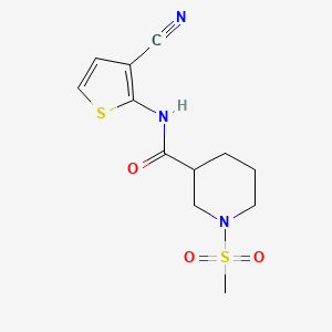 molecular formula C12H15N3O3S2 B2452535 N-(3-氰基噻吩-2-基)-1-(甲磺酰基)哌啶-3-甲酰胺 CAS No. 1058189-20-0