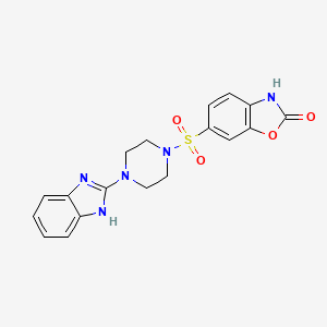 molecular formula C18H17N5O4S B2452544 6-((4-(1H-benzo[d]imidazol-2-yl)piperazin-1-yl)sulfonyl)benzo[d]oxazol-2(3H)-one CAS No. 1209314-38-4