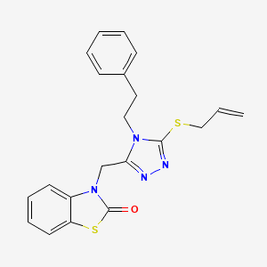 molecular formula C21H20N4OS2 B2452548 3-((5-(allylthio)-4-phenethyl-4H-1,2,4-triazol-3-yl)methyl)benzo[d]thiazol-2(3H)-one CAS No. 847402-48-6
