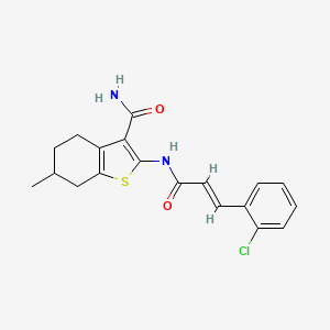 molecular formula C19H19ClN2O2S B2452550 (E)-2-(3-(2-chlorophenyl)acrylamido)-6-methyl-4,5,6,7-tetrahydrobenzo[b]thiophene-3-carboxamide CAS No. 391876-38-3
