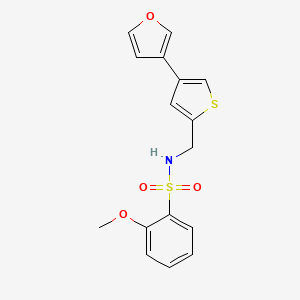 molecular formula C16H15NO4S2 B2452551 N-{[4-(furan-3-yl)thiophen-2-yl]methyl}-2-methoxybenzene-1-sulfonamide CAS No. 2380062-97-3