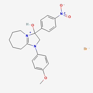 molecular formula C21H24BrN3O4 B2452556 3-hydroxy-1-(4-methoxyphenyl)-3-(4-nitrophenyl)-3,5,6,7,8,9-hexahydro-2H-imidazo[1,2-a]azepin-1-ium bromide CAS No. 1104770-64-0