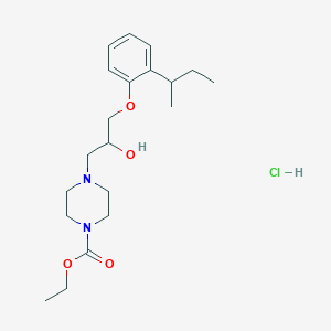 molecular formula C20H33ClN2O4 B2452558 Ethyl 4-(3-(2-(sec-butyl)phenoxy)-2-hydroxypropyl)piperazine-1-carboxylate hydrochloride CAS No. 1052525-57-1
