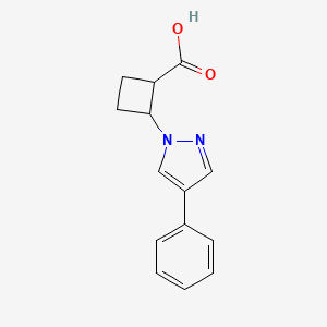 molecular formula C14H14N2O2 B2452565 2-(4-苯基-1H-吡唑-1-基)环丁烷-1-羧酸 CAS No. 1509418-55-6