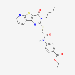 molecular formula C24H24N4O4S2 B2452568 4-(2-((3-丁基-4-氧代-3,4-二氢吡啶并[3',2':4,5]噻吩并[3,2-d]嘧啶-2-基)硫代)乙酰氨基)苯甲酸乙酯 CAS No. 1242932-79-1