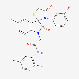 molecular formula C27H24FN3O3S B2452570 N-(2,5-二甲苯基)-2-(3'-(3-氟苯基)-5-甲基-2,4'-二氧代螺[吲哚啉-3,2'-噻唑烷]-1-基)乙酰胺 CAS No. 899987-04-3