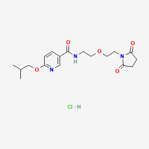 molecular formula C18H26ClN3O5 B2452588 盐酸N-{2-[2-(2,5-二氧代吡咯烷-1-基)乙氧基]乙基}-6-(2-甲基丙氧基)吡啶-3-甲酰胺 CAS No. 2309590-28-9