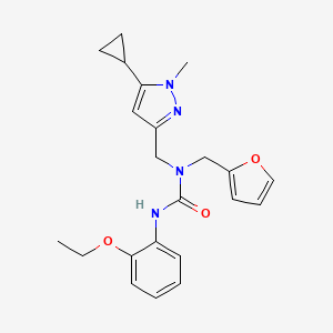 molecular formula C22H26N4O3 B2452593 1-((5-环丙基-1-甲基-1H-吡唑-3-基)甲基)-3-(2-乙氧基苯基)-1-(呋喃-2-基甲基)脲 CAS No. 1795089-06-3