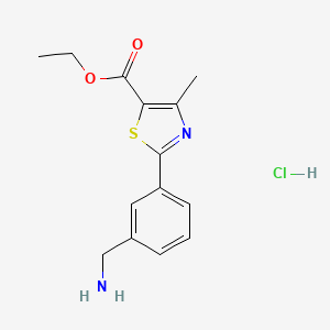 molecular formula C14H17ClN2O2S B2452595 Ethyl 2-[3-(aminomethyl)phenyl]-4-methyl-1,3-thiazole-5-carboxylate hydrochloride CAS No. 1803601-77-5