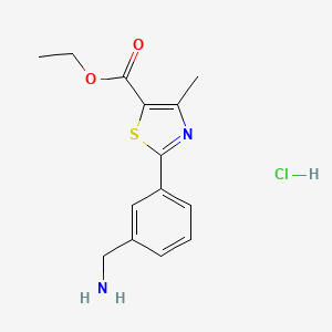 molecular formula C14H17ClN2O2S B2452595 盐酸乙基 2-[3-(氨基甲基)苯基]-4-甲基-1,3-噻唑-5-羧酸酯 CAS No. 1803601-77-5