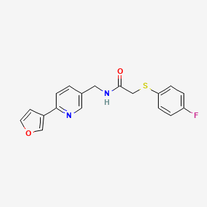 molecular formula C18H15FN2O2S B2452598 2-((4-fluorophenyl)thio)-N-((6-(furan-3-yl)pyridin-3-yl)methyl)acetamide CAS No. 2034464-25-8