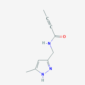 molecular formula C9H11N3O B2452606 N-[(5-Methyl-1H-pyrazol-3-yl)methyl]but-2-ynamide CAS No. 2279577-86-3