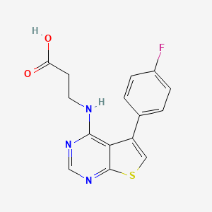 molecular formula C15H12FN3O2S B2452614 3-[[5-(4-氟苯基)噻吩[2,3-d]嘧啶-4-基]氨基]丙酸 CAS No. 685848-82-2