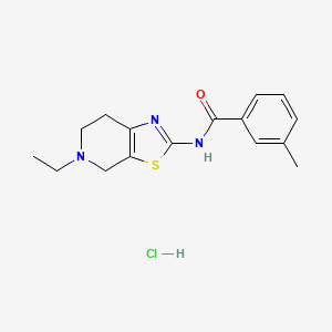 molecular formula C16H20ClN3OS B2452630 N-(5-ethyl-4,5,6,7-tetrahydrothiazolo[5,4-c]pyridin-2-yl)-3-methylbenzamide hydrochloride CAS No. 1185165-65-4
