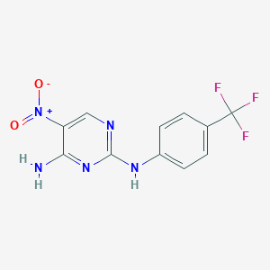 molecular formula C11H8F3N5O2 B2452634 5-nitro-N2-(4-(trifluoromethyl)phenyl)pyrimidine-2,4-diamine CAS No. 1334369-83-3