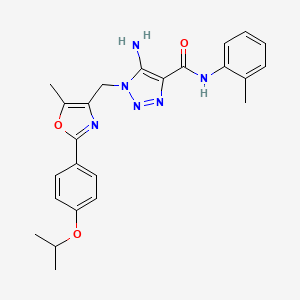 molecular formula C24H26N6O3 B2452639 5-amino-1-((2-(4-isopropoxyphenyl)-5-methyloxazol-4-yl)methyl)-N-(o-tolyl)-1H-1,2,3-triazole-4-carboxamide CAS No. 1112433-74-5