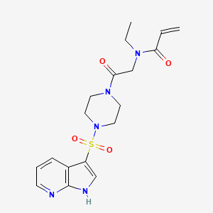 molecular formula C18H23N5O4S B2452650 N-Ethyl-N-[2-oxo-2-[4-(1H-pyrrolo[2,3-b]pyridin-3-ylsulfonyl)piperazin-1-yl]ethyl]prop-2-enamide CAS No. 2361725-13-3