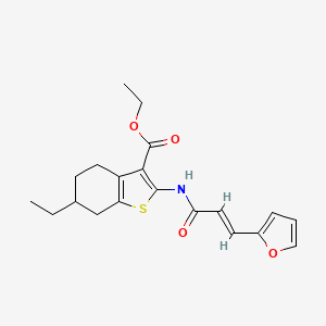 molecular formula C20H23NO4S B2452658 (E)-ethyl 6-ethyl-2-(3-(furan-2-yl)acrylamido)-4,5,6,7-tetrahydrobenzo[b]thiophene-3-carboxylate CAS No. 551909-30-9