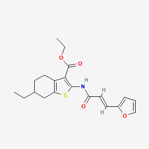 molecular formula C20H23NO4S B2452658 (E)-Ethyl-6-ethyl-2-(3-(furan-2-yl)acrylamido)-4,5,6,7-tetrahydrobenzo[b]thiophen-3-carboxylat CAS No. 551909-30-9