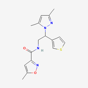 molecular formula C16H18N4O2S B2452692 N-(2-(3,5-dimethyl-1H-pyrazol-1-yl)-2-(thiophen-3-yl)ethyl)-5-methylisoxazole-3-carboxamide CAS No. 2034346-77-3